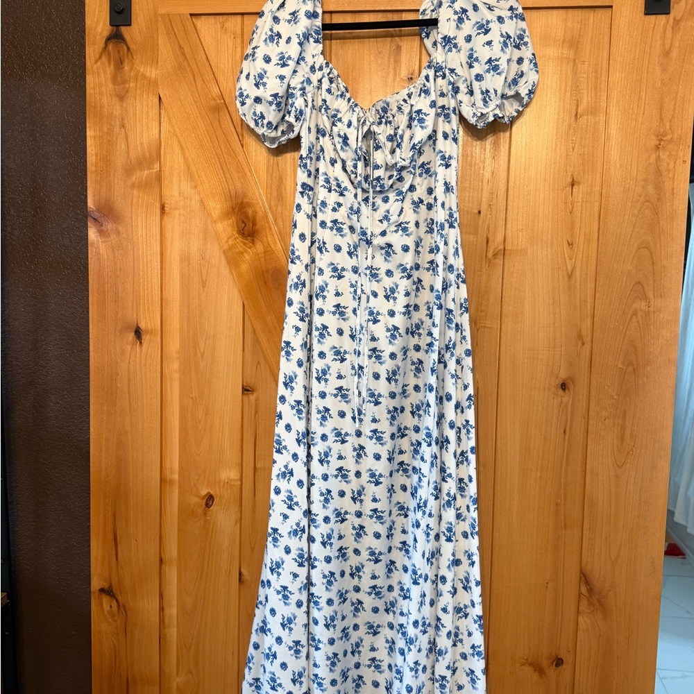 Floral Blue and White Dress